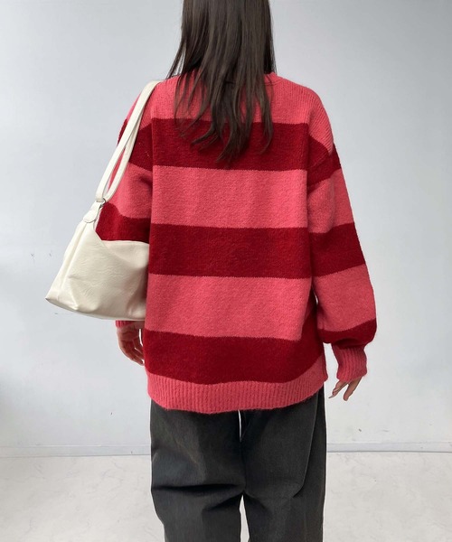 AS KNOW AS plus(アズノゥアズプラス)の「☆モヘアタッチボーダーニットプルオーバー(ニット/セーター・レディース・サックスブルー/ピンク/ブラック/ブルー系/ホワイト系1/サックスブルー系1/ピンク系1・FREE)」の12枚目の写真