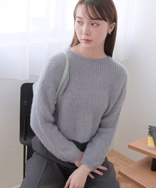 ECRIRE（エクリール）の「ラメ入りショートニット（ニット/セーター・レディース・ベージュ/グレー/オフホワイト/ピンク/ブラウン/ブラック・M）」の20枚目の写真