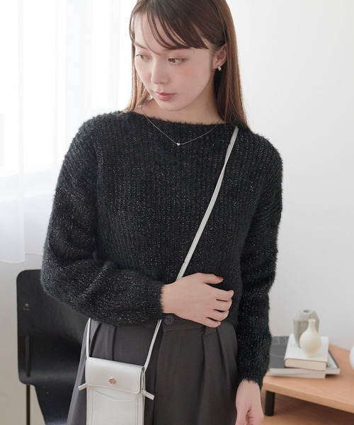 ECRIRE（エクリール）の「ラメ入りショートニット（ニット/セーター・レディース・ベージュ/グレー/オフホワイト/ピンク/ブラウン/ブラック・M）」の14枚目の写真