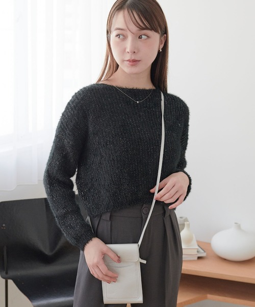 ECRIRE（エクリール）の「ラメ入りショートニット（ニット/セーター・レディース・ベージュ/グレー/オフホワイト/ピンク/ブラウン/ブラック・M）」の15枚目の写真