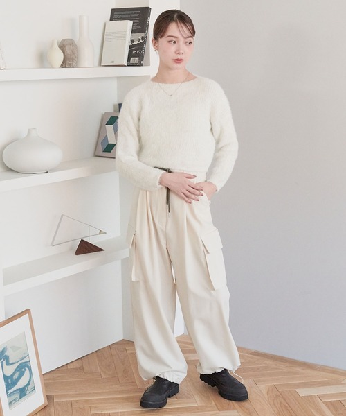 ECRIRE（エクリール）の「ラメ入りショートニット（ニット/セーター・レディース・ベージュ/グレー/オフホワイト/ピンク/ブラウン/ブラック・M）」の12枚目の写真