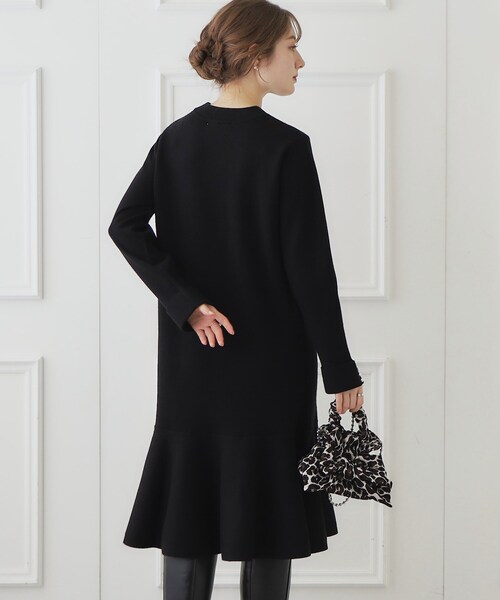 couture brooch（クチュールブローチ）の「◆【オフィス・通勤もOK】裾ペプラムニットワンピース（ワンピース・レディース・ライトグレー/ブラック/ブラウン系・38/42）」の22枚目の写真
