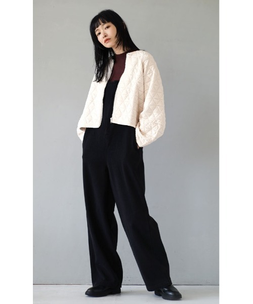 zootie(ズーティー)の「フロントジッパー 裏起毛 デニムサロペット(サロペット/オーバーオール・レディース・インディゴブルー/ブラック・フリー)」の5枚目の写真