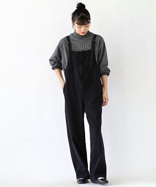 zootie(ズーティー)の「フロントジッパー 裏起毛 デニムサロペット(サロペット/オーバーオール・レディース・インディゴブルー/ブラック・フリー)」の8枚目の写真