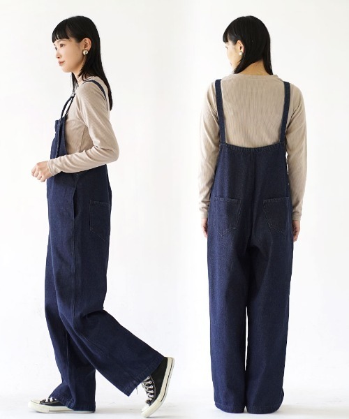 zootie(ズーティー)の「フロントジッパー 裏起毛 デニムサロペット(サロペット/オーバーオール・レディース・インディゴブルー/ブラック・フリー)」の18枚目の写真