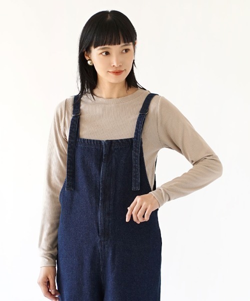 zootie(ズーティー)の「フロントジッパー 裏起毛 デニムサロペット(サロペット/オーバーオール・レディース・インディゴブルー/ブラック・フリー)」の19枚目の写真