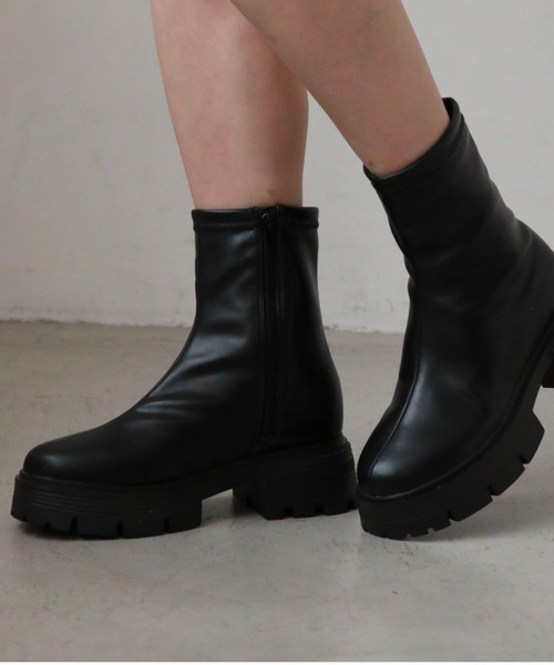 archives(アルシーヴ)の「厚底ストレッチブーツ(ブーツ・レディース・ブラック/アイボリー・MEDIUM/LARGE)」の9枚目の写真