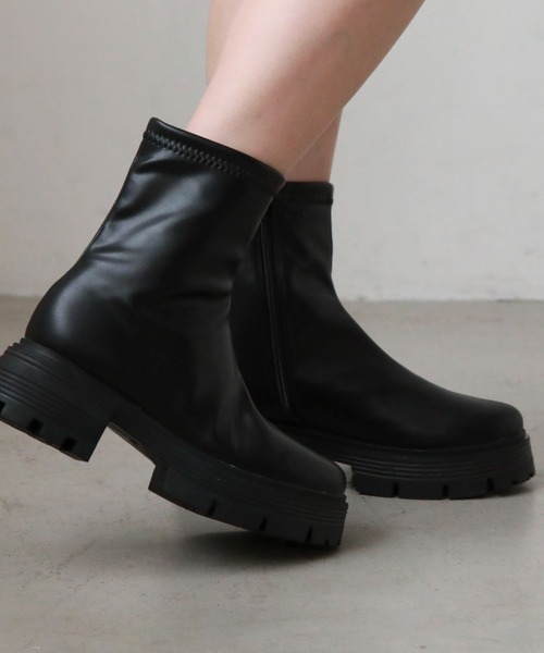 archives(アルシーヴ)の「厚底ストレッチブーツ(ブーツ・レディース・ブラック/アイボリー・MEDIUM/LARGE)」の10枚目の写真