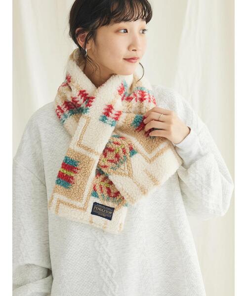 CRAFT STANDARD BOUTIQUE（クラフトスタンダードブティック）の「PENDLETON ボアマフラー（ストール/ショール・レディース・ブラック/オフホワイト・FREE）」の5枚目の写真