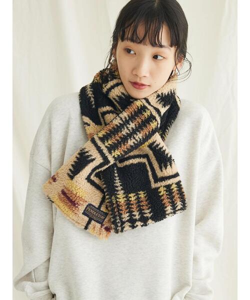 CRAFT STANDARD BOUTIQUE（クラフトスタンダードブティック）の「PENDLETON ボアマフラー（ストール/ショール・レディース・ブラック/オフホワイト・FREE）」の6枚目の写真