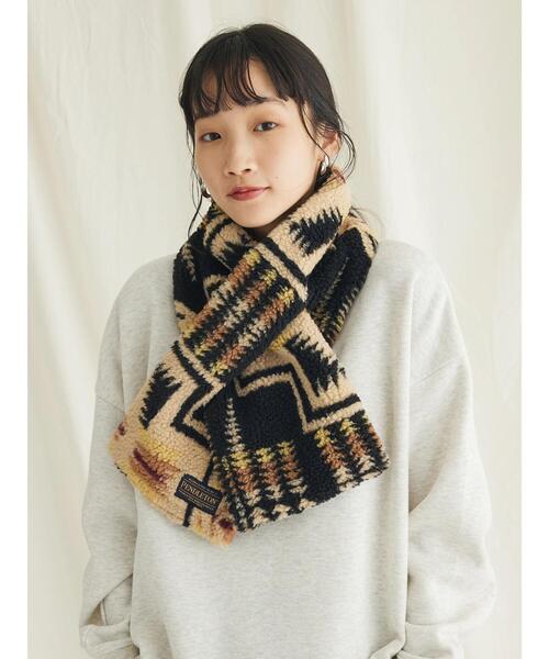 CRAFT STANDARD BOUTIQUE（クラフトスタンダードブティック）の「PENDLETON ボアマフラー（ストール/ショール・レディース・ブラック/オフホワイト・FREE）」の7枚目の写真