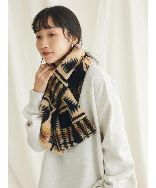 CRAFT STANDARD BOUTIQUE（クラフトスタンダードブティック）の「PENDLETON ボアマフラー（ストール/ショール・レディース・ブラック/オフホワイト・FREE）」の8枚目の写真