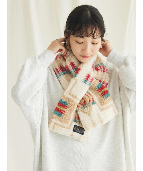 CRAFT STANDARD BOUTIQUE（クラフトスタンダードブティック）の「PENDLETON ボアマフラー（ストール/ショール・レディース・ブラック/オフホワイト・FREE）」の12枚目の写真