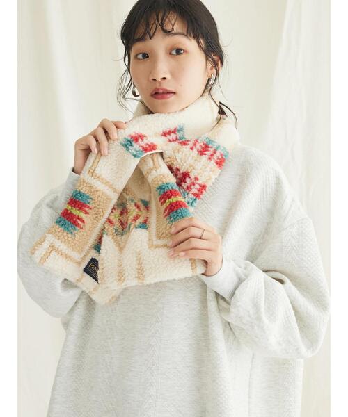 CRAFT STANDARD BOUTIQUE（クラフトスタンダードブティック）の「PENDLETON ボアマフラー（ストール/ショール・レディース・ブラック/オフホワイト・FREE）」の13枚目の写真