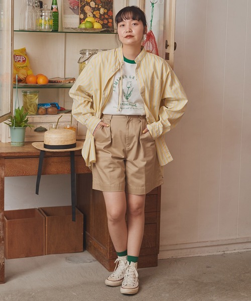 CHILD WOMAN（チャイルドウーマン）の「☆チューリッププリント リンガーTシャツ（Tシャツ/カットソー・レディース・ホワイト/ピンク/ネイビー/オレンジ/サックスブルー・FREE）」の7枚目の写真