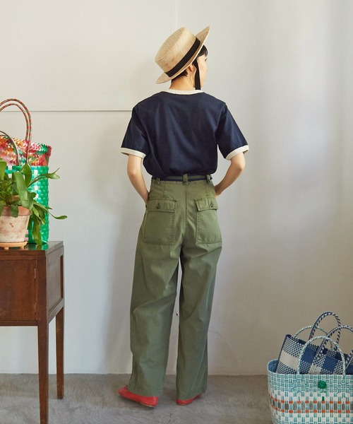 CHILD WOMAN（チャイルドウーマン）の「☆チューリッププリント リンガーTシャツ（Tシャツ/カットソー・レディース・ホワイト/ピンク/ネイビー/オレンジ/サックスブルー・FREE）」の6枚目の写真