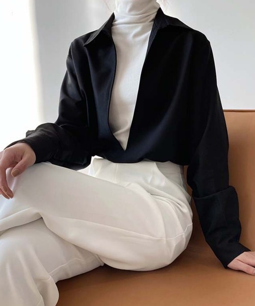 Miniministore(ミニミニストア)の「シャツブラウス 長袖 レディース 韓国(シャツ/ブラウス・レディース・ブラック/ホワイト・S/M/L)」の1枚目の写真
