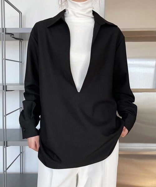 Miniministore(ミニミニストア)の「シャツブラウス 長袖 レディース 韓国(シャツ/ブラウス・レディース・ブラック/ホワイト・S/M/L)」の8枚目の写真