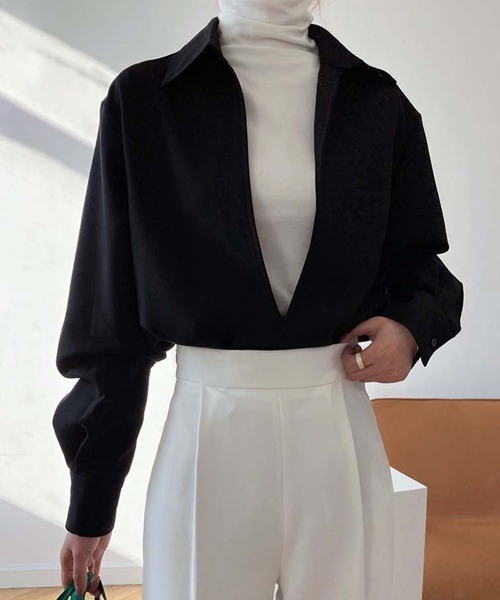 Miniministore(ミニミニストア)の「シャツブラウス 長袖 レディース 韓国(シャツ/ブラウス・レディース・ブラック/ホワイト・S/M/L)」の9枚目の写真
