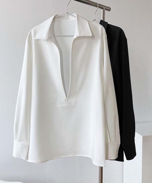 Miniministore(ミニミニストア)の「シャツブラウス 長袖 レディース 韓国(シャツ/ブラウス・レディース・ブラック/ホワイト・S/M/L)」の13枚目の写真