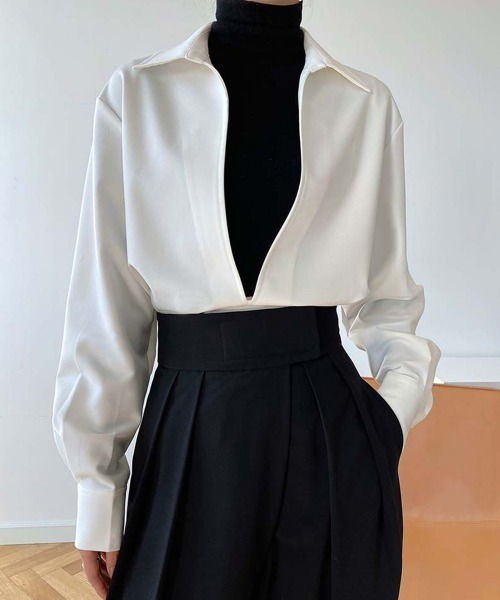 Miniministore(ミニミニストア)の「シャツブラウス 長袖 レディース 韓国(シャツ/ブラウス・レディース・ブラック/ホワイト・S/M/L)」の21枚目の写真