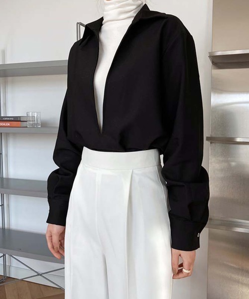 Miniministore(ミニミニストア)の「シャツブラウス 長袖 レディース 韓国(シャツ/ブラウス・レディース・ブラック/ホワイト・S/M/L)」の7枚目の写真