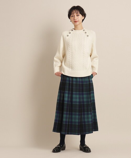 Dessin（デッサン）の「◆【洗える】起毛チェックプリーツスカート（XS～L）（スカート・レディース・レッド系3/ダークグリーン系1/チャコールグレー・00/01/02/03）」の4枚目の写真