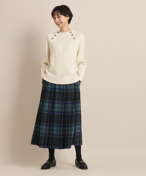 Dessin（デッサン）の「◆【洗える】起毛チェックプリーツスカート（XS～L）（スカート・レディース・レッド系3/ダークグリーン系1/チャコールグレー・00/01/02/03）」の5枚目の写真