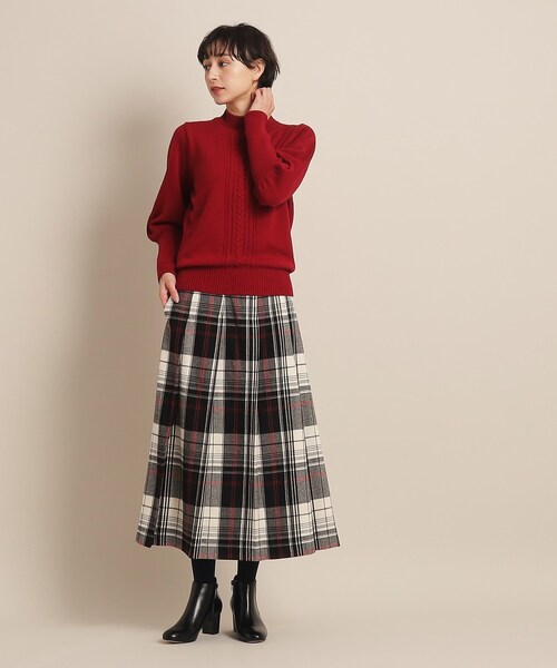 Dessin（デッサン）の「◆【洗える】起毛チェックプリーツスカート（XS～L）（スカート・レディース・レッド系3/ダークグリーン系1/チャコールグレー・00/01/02/03）」の7枚目の写真