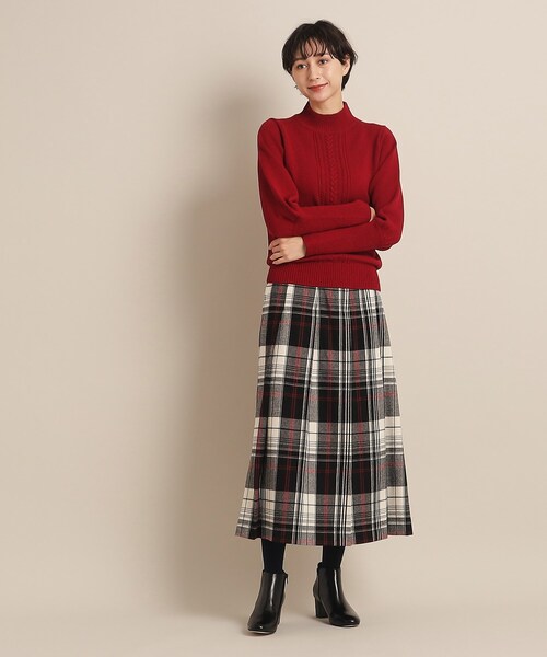 Dessin（デッサン）の「◆【洗える】起毛チェックプリーツスカート（XS～L）（スカート・レディース・レッド系3/ダークグリーン系1/チャコールグレー・00/01/02/03）」の8枚目の写真