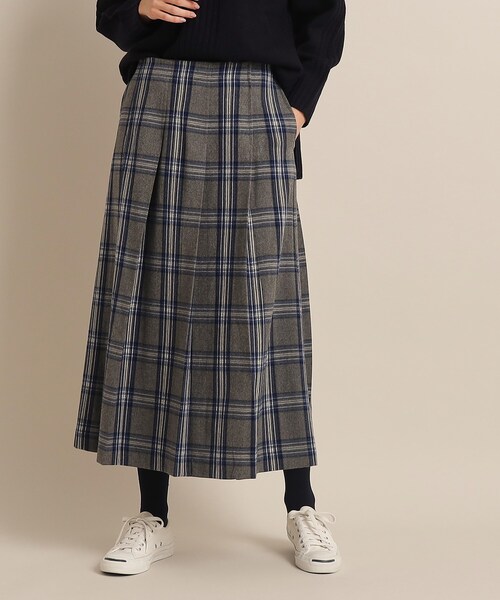 Dessin（デッサン）の「◆【洗える】起毛チェックプリーツスカート（XS～L）（スカート・レディース・レッド系3/ダークグリーン系1/チャコールグレー・00/01/02/03）」の12枚目の写真
