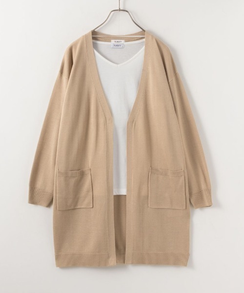 NAVY(ネイビー)の「NAVY 洗えるニット カーディガン+Tシャツセット アンサンブル(ニット/セーター・レディース・ベージュ/ライトグレー/ブラック×ホワイト/ライトカーキ・M/L)」の11枚目の写真