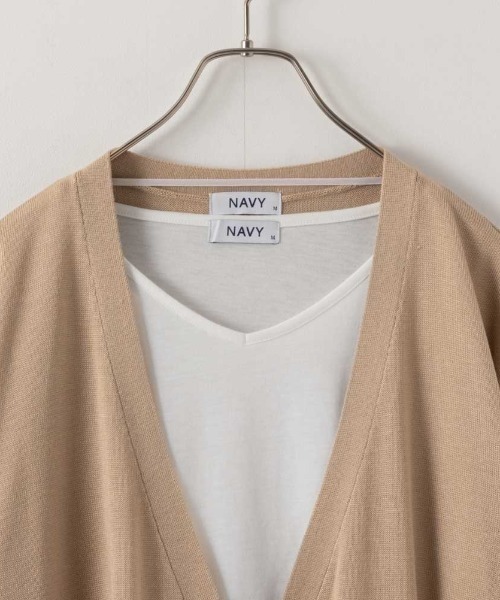 NAVY(ネイビー)の「NAVY 洗えるニット カーディガン+Tシャツセット アンサンブル(ニット/セーター・レディース・ベージュ/ライトグレー/ブラック×ホワイト/ライトカーキ・M/L)」の16枚目の写真