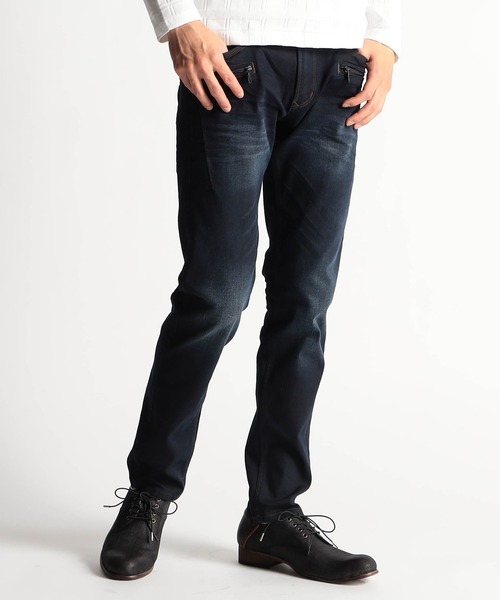 HIDEAWAYS NICOLE（ハイダウェイニコル）の「黒顔料ビットデニムパンツ（デニムパンツ・メンズ・ブラック/オフホワイト・LARGE/MEDIUM/X-LARGE/SMALL）」の2枚目の写真