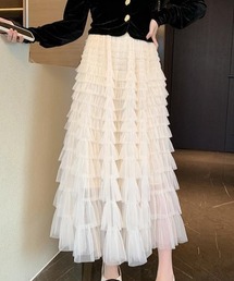 レイヤーフリル ロングチュールスカート