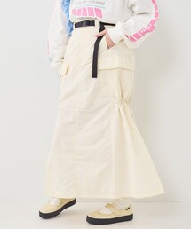 ベルト付 ナイロンギャザースカート