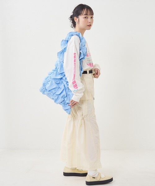 FREAK'S STORE（フリークスストア）の「ベルト付 ナイロンギャザースカート（スカート・レディース・オフホワイト/オリーブ/ブラック/ライトグレー・ﾌﾘ-）」の18枚目の写真