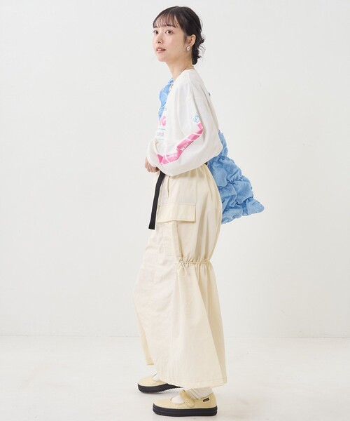 FREAK'S STORE（フリークスストア）の「ベルト付 ナイロンギャザースカート（スカート・レディース・オフホワイト/オリーブ/ブラック/ライトグレー・ﾌﾘ-）」の20枚目の写真