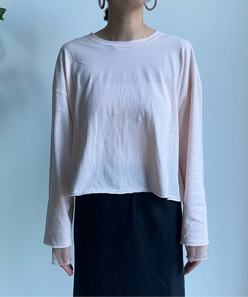 DouDou（ドゥドゥ）の「袖チュールドッキングTEE（Tシャツ/カットソー・レディース・オフホワイト/ピンク/ネイビー・FREE）」の17枚目の写真