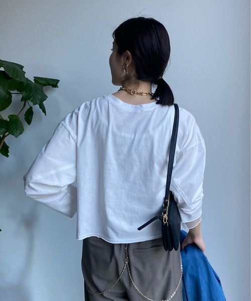 DouDou（ドゥドゥ）の「袖チュールドッキングTEE（Tシャツ/カットソー・レディース・オフホワイト/ピンク/ネイビー・FREE）」の20枚目の写真