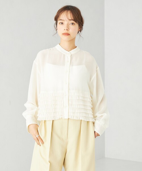 EMMEL REFINES（エメルリファインズ）の「＜EMMEL REFINES＞EM シアープリーツ 2WAY シャツ（シャツ/ブラウス・レディース・オフホワイト/ブラック・FREE）」の6枚目の写真