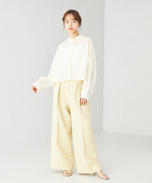 EMMEL REFINES（エメルリファインズ）の「＜EMMEL REFINES＞EM シアープリーツ 2WAY シャツ（シャツ/ブラウス・レディース・オフホワイト/ブラック・FREE）」の8枚目の写真