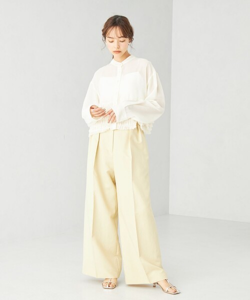 EMMEL REFINES（エメルリファインズ）の「＜EMMEL REFINES＞EM シアープリーツ 2WAY シャツ（シャツ/ブラウス・レディース・オフホワイト/ブラック・FREE）」の9枚目の写真