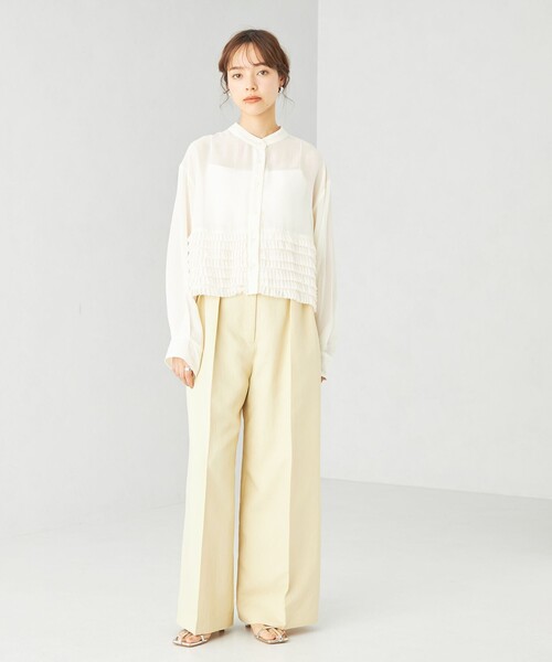 EMMEL REFINES（エメルリファインズ）の「＜EMMEL REFINES＞EM シアープリーツ 2WAY シャツ（シャツ/ブラウス・レディース・オフホワイト/ブラック・FREE）」の10枚目の写真