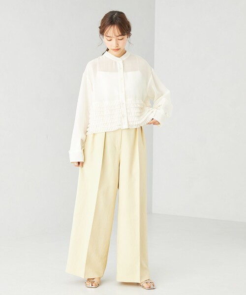 EMMEL REFINES（エメルリファインズ）の「＜EMMEL REFINES＞EM シアープリーツ 2WAY シャツ（シャツ/ブラウス・レディース・オフホワイト/ブラック・FREE）」の11枚目の写真