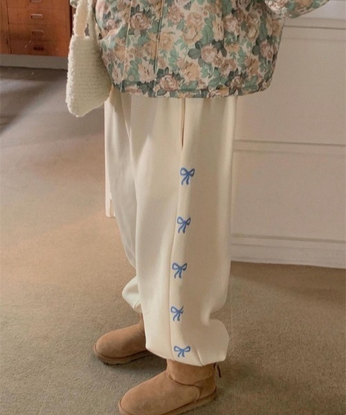 VIBGYOR（ヴィブジョー）の「【LAMPOON】リボンスエットパンツ（スウェットパンツ・レディース・ブラック/グレー/ピンク/ホワイト・FREE）」の15枚目の写真