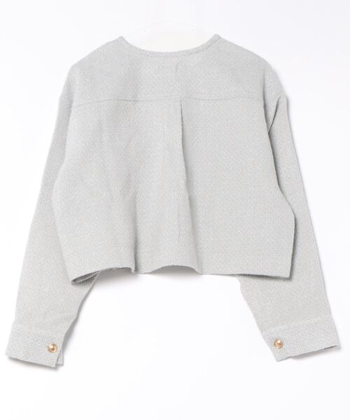 flower(フラワー)の「メルティングツイードジャケット(ノーカラージャケット・レディース・グレー/ホワイト・FREE)」の3枚目の写真