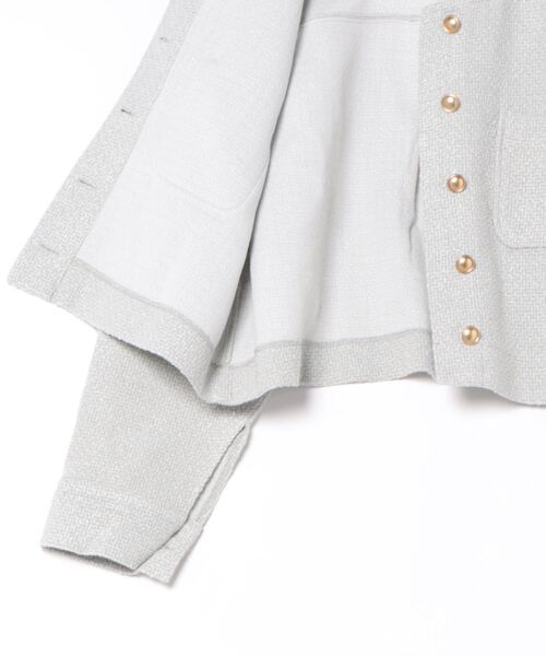 flower(フラワー)の「メルティングツイードジャケット(ノーカラージャケット・レディース・グレー/ホワイト・FREE)」の4枚目の写真