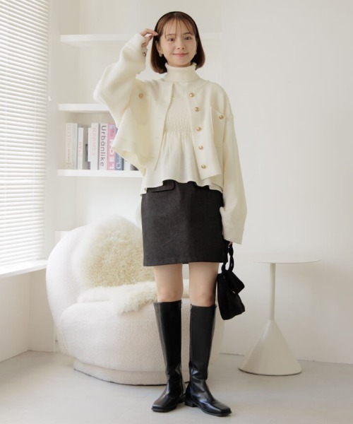 flower(フラワー)の「メルティングツイードジャケット(ノーカラージャケット・レディース・グレー/ホワイト・FREE)」の9枚目の写真