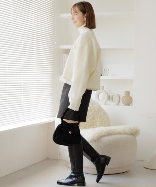 flower(フラワー)の「メルティングツイードジャケット(ノーカラージャケット・レディース・グレー/ホワイト・FREE)」の10枚目の写真